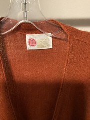 70s Lg Mens Kings Road acrylic rust orange cardigan old man Kramer sweater shirt