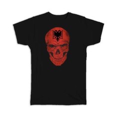 Gift T-Shirt : Albania Flag Skull Albanian National Colors