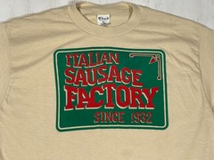 Vintage Italian Sausage Factory Men’s Cream XL Tee Single Stitch Made in USA