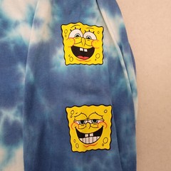 NICKELODEON SPONGEBOB TIE DYE T SHIRT MENS Large L BLUE WHITE LONG SLEEVE NWT