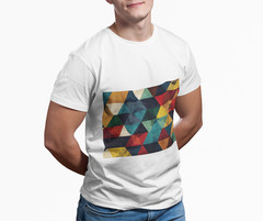 Geometric Retro Triangle Pattern T-Shirt | Abstract Colorful Design
