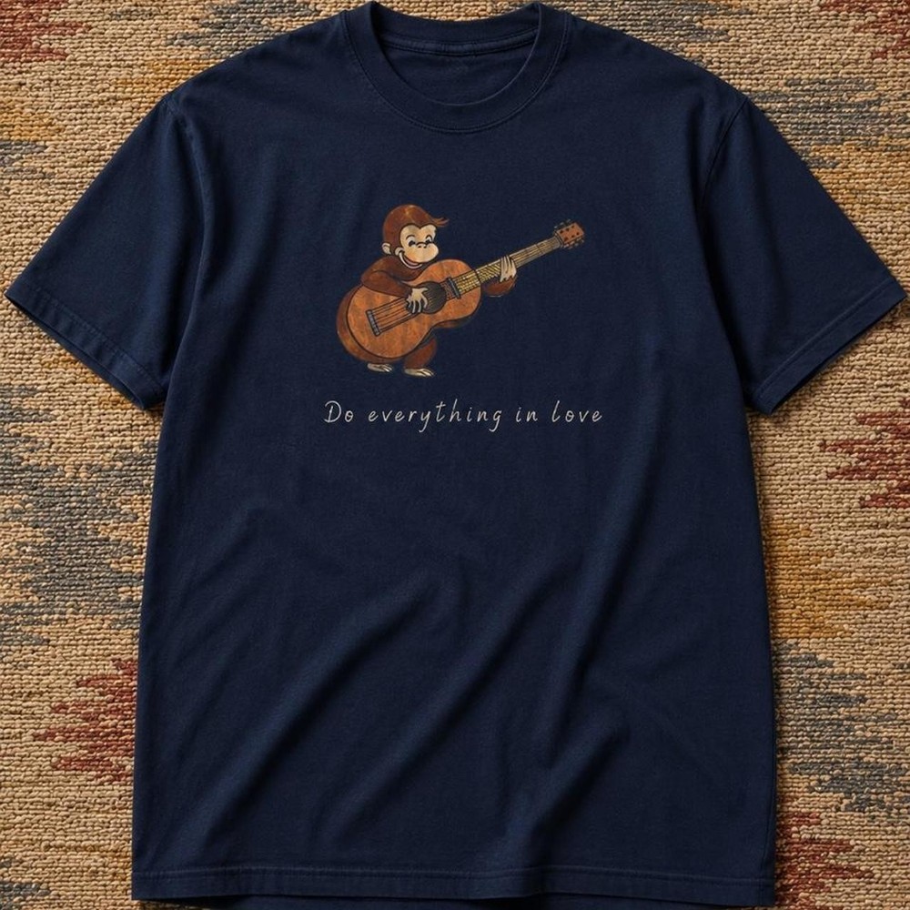 graphic tee with guitar monkey design T-Shirt