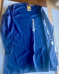 Carhartt NAVY Long Sleeve T-shirt Regular Fit K231; Large TALL