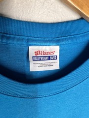 Hanes Heavyweight 50/50 Blank T-Shirt M Teal Blue Y2K Vintage Made in Haiti