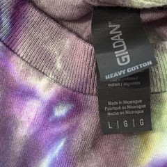 Gildan Heavy Cotton Tie-Dye T-Shirt Size L Purple Green Spiral