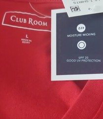Club Room Men’s Red Performance Long-Sleeve V-Neck Cotton T-Shirt Size Large L