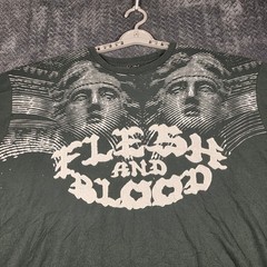Black Label Men’s XL Graphic T-Shirt Green Y2K Gothic Distressed Biker