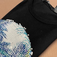 Sean John Men’s Medium Black Reversible Sequin Skull & I Am Limited Edition Tee