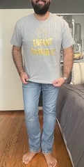 LAT Apparel Men’s Heather Gray Size L “Enfant Terrible” Cropped Crewneck T-Shirt