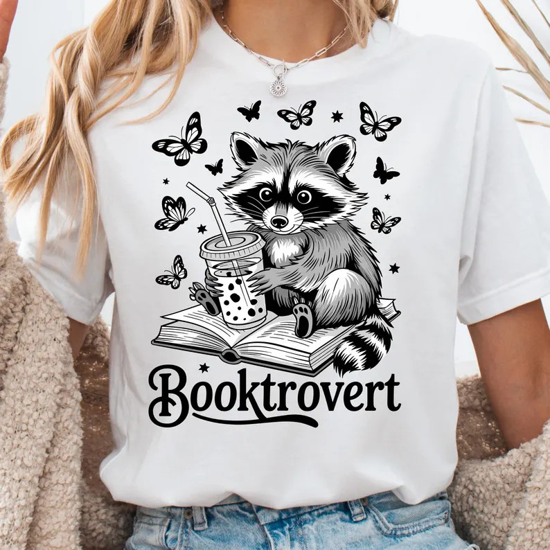 Booktrovert Raccoon Book Lover Comfort Tee