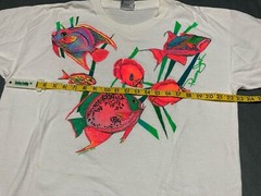 Vintage 80’s 90’s Panama Jack T-Shirt Adult Large White Neon Tropical Fish