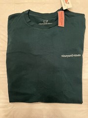 Vineyard Vines Forest Green Long Sleeve T-shirt Size M New With Tags Whale Logos