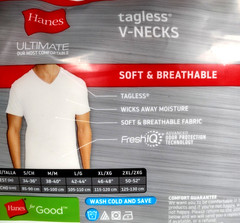 HANES Ultimate V-Necks 6Pk Med White Tagless Wicking Ultra Soft Spun 100% Cotton