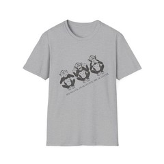 Three Wise Monkeys T-Shirt Funny Graphic Tee See No Evil Hear No Evil Unisex