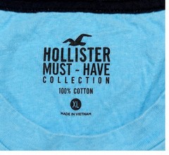 Hollister XL Blue Ombre T Shirt Gradient Fade Logo Short Sleeve Crew Neck Cotton