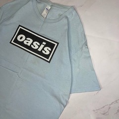 Vintage T-shirt Oasis Classic Band Logo Blue Size M Y2K Casual tee