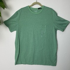 Roundtree & Yorke Men’s Shirt L Green Stripe Short-Sleeve Crew Soft-Washed NEW