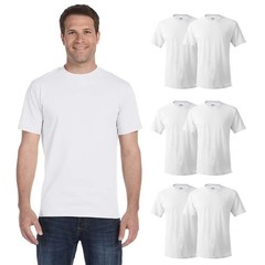 Hanes Essential-T Men’s T-Shirt White 6-Pack S-5XL | Crewneck Pre-shrunk Tee