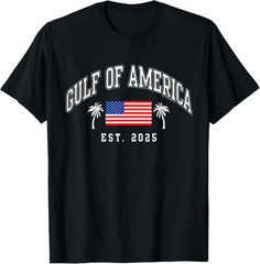 Gulf America Est 2025 USA American Flag Palm Trees Patriotic T Shirt