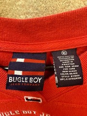 Vintage Bugle Boy Men’s XL Red Colorblock V-Neck Long Sleeve Cotton Knit T-Shirt