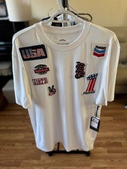 Maxi Milian Patchwork Graphic T-Shirt White Large USA Racing Streetwear Tee