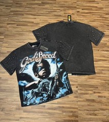 Mens NEW Godspeed Skeleton Blindfolded child angel print Short sleeved T-shirt
