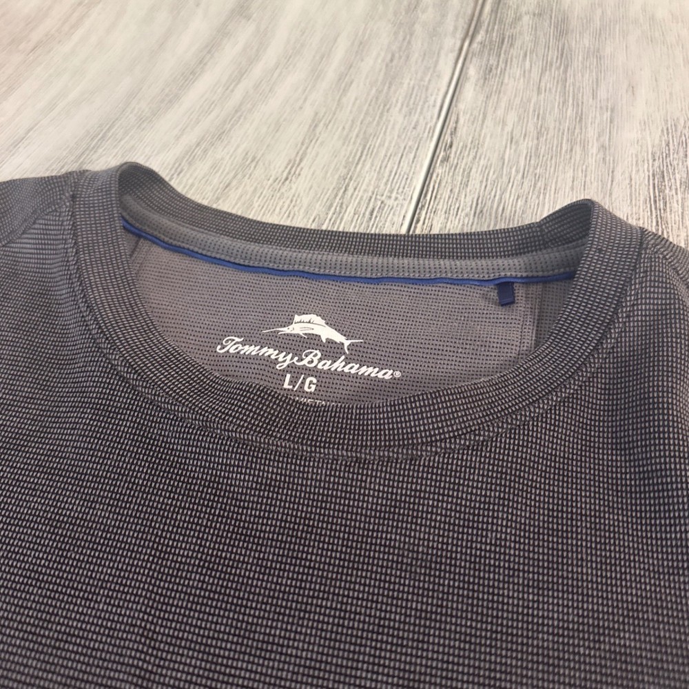 Tommy Bahama Mens Gray Tencel Modal Blend Short Sleeve Textured T-Shirt Large