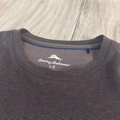 Tommy Bahama Mens Gray Tencel Modal Blend Short Sleeve Textured T-Shirt Large