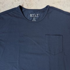 BYLT Premium Basics Lux Drop Cut Pocket T Shirt Navy Blue Crew Men’s Size Large