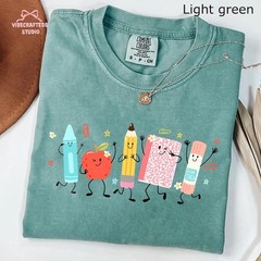 Cute Happy School Supplies Shirt Back To School Teacher Appreciation Graphic Tee