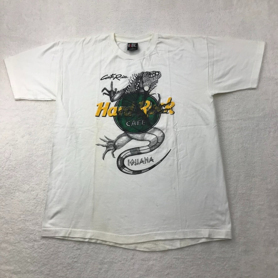 Vintage Hard Rock Cafe Shirt Mens XL Iguana Costa Rica Y2K GIANT Tag Grunge *