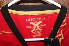 Men’s Bucheli Cotton T Shirt Italian Style Cotton/Lycra Stretch XL Red Crest