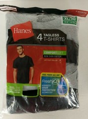 Hanes Tagless T-Shirts~S 34-36 or XL 46-48~Comfort Soft~4 Pack~Asst Gray Black