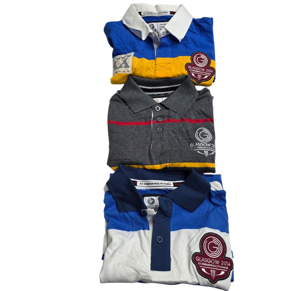 3 x Glasgow XX Commonwealth Games 2014 Licensed Rugby Polo Shirts Size S Small