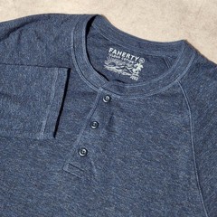 Faherty Cloud Cotton Henley Mens XL Navy Blue Heather l/s Raglan Shirt Pima