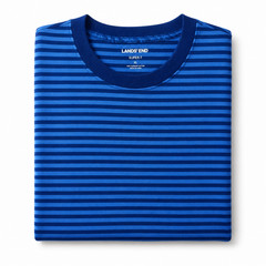 Lands’ End Men’s Supima Cotton T-Shirt Blue Striped Short Sleeve XL Casual
