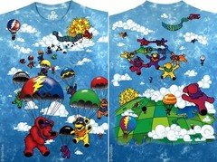 GRATEFUL DEAD-PARACHUTING BEARS-2 SIDED TIE DYE T-SHIRT S-M-L-XL-2X-3X-4X-5X-6X