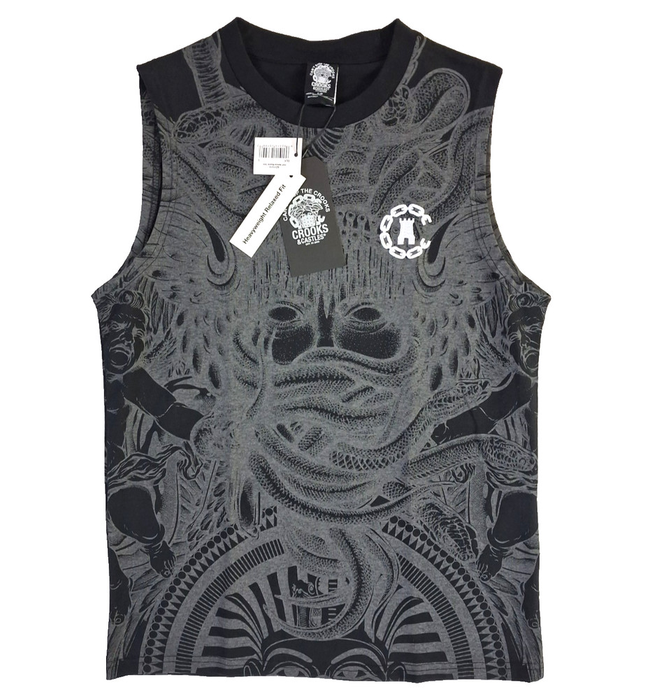 Crooks & Castles Football Medusa Muscle Tank Shirt Small Oversized Heavyweight