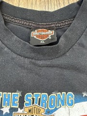 1991 Harley Davidson 3D Emblem The Strong Survive Double Sided Tee Las Vegas XL