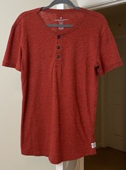 American Eagle Outfitters Top Orange Henley Flex Knit Pullover Men’s Small