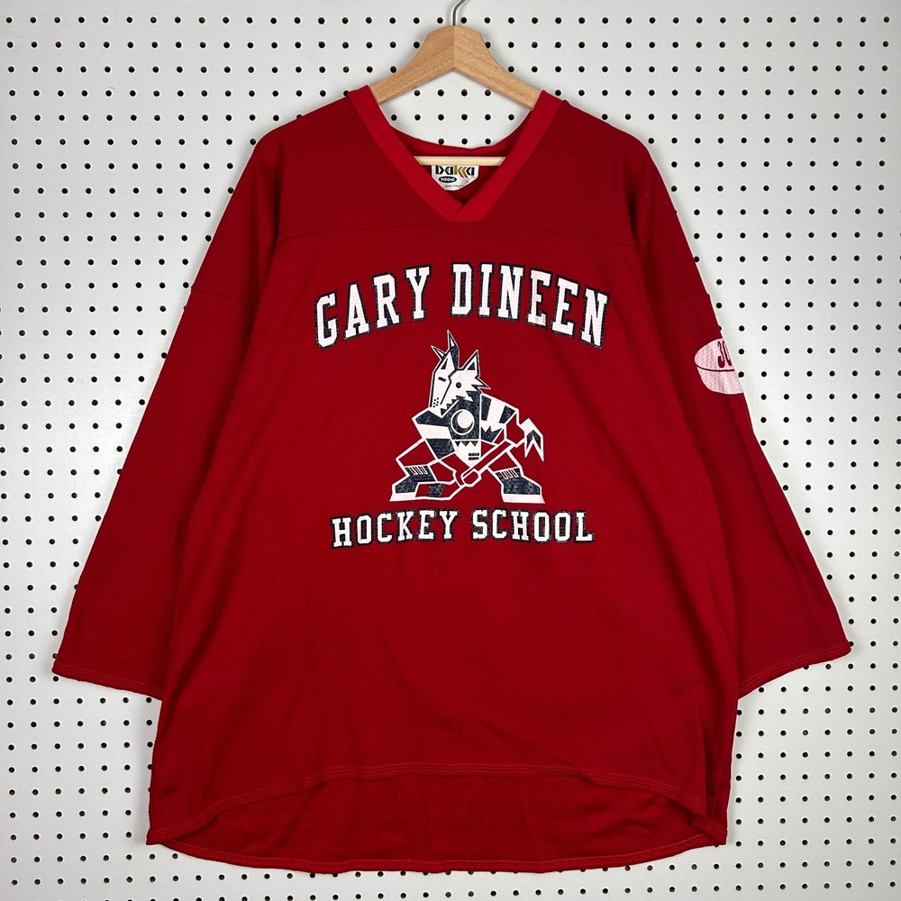Gary Dineen Hockey School Jersey XL Vintage 30th Bakka Red Coyotes Logo NHL 90s
