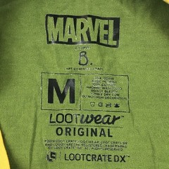 Captain Marvel Graphic Tee Shirt Adult Medium Green Contrasting Yellow Trim