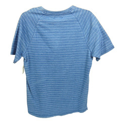 Goodthreads Soft Cotton Henley T Shirt Med Short Sleeve NWT Indigo Blue Stripes