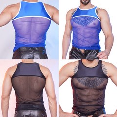 Men Shirt Gym Tank Top Bodybuilding Vest Tee Sissy Glossy Holiday Wrestling