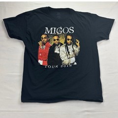 Migos Tour 2018 Rap Graphic Concert T-Shirt Large Black Mens Fruit of the Loom