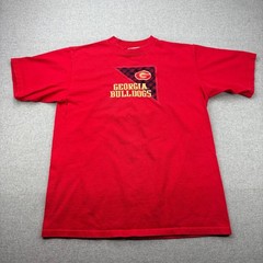 Vintage 90s Georgia Bulldogs T-Shirt Mens Medium Red Embroidered Heavyweight
