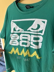 VIntage Bad Boy Pro Series Big Eyes Green MMA T Shirt UFC USA Brazil Japan sz L