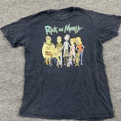 Rick and Morty T-Shirt Mens Size L Black Graphic Adult Swim Crewneck