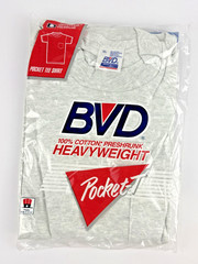 NEW VTG BVD 100% Cotton Pocket T-Shirt Gray XL Heavyweight USA Made Sealed