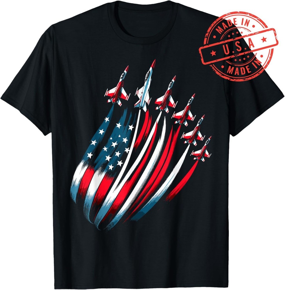 Patriotic USA Flag Fighter Jets 4th of July T-Shirt